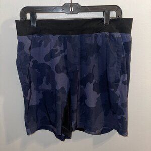Lululemon T.H.E. Short Linerless - Camo Cadet Blue Black - Size Large - 7"